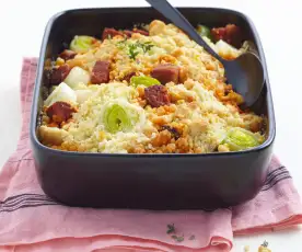 Crumble de poireau au chorizo doux