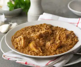 Curry de lentejas con pollo