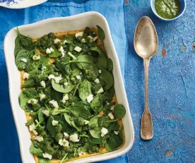 Fritata com pesto de coentros e queijo de cabra