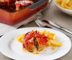 Albondigones con compota de tomate