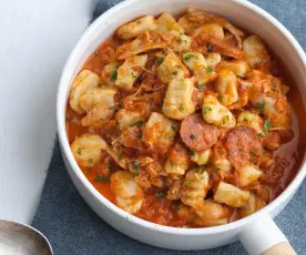 Guisado de frango com gnocchi de batata-doce