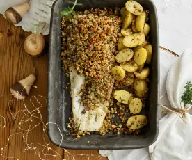 Bacalhau com crosta de amêndoa