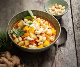 Curry à la mangue, pommes de terre, chou-fleur et noix de cajou