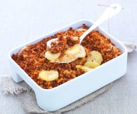 Crumble banane, coco et pain d'épices