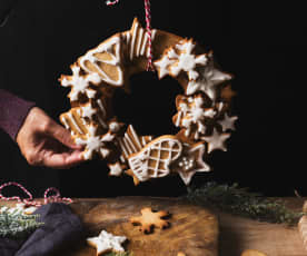 Corona de galletas de Navidad