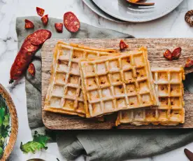 Gaufres au chorizo et au fromage