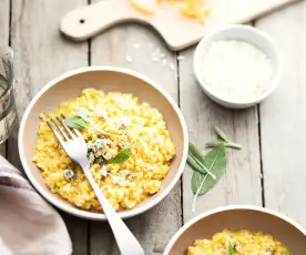 Risotto aux carottes et bleu de Gex