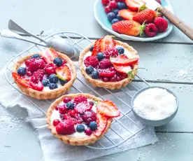 Tartelette fruits rouges, crème mascarpone-coco