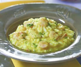 Risoto de camarão com leite de coco