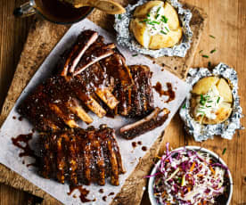 Sticky pork ribs with cheesy coleslaw (Thermomix®️ Cutter, TM6)