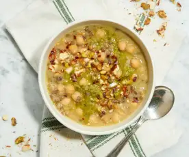 Chickpea and Lentil Soup with Dukkah