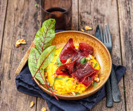 Viande des Grisons, butternut au curcuma