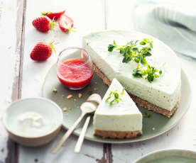 Cheesecake sans cuisson au basilic