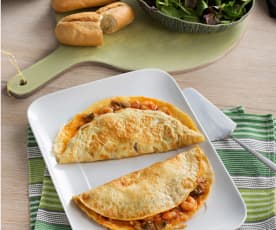 Tortillas a la francesa rellenas de pisto lucense