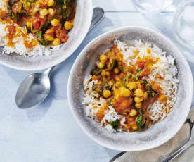 Tomaten-Spinat-Curry mit Kichererbsen