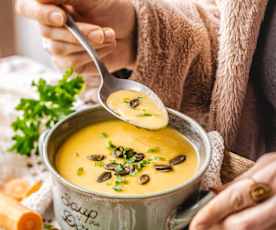 Velouté carotte, poireau, pomme de terre