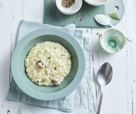 Risotto mit Zucchini und Speck