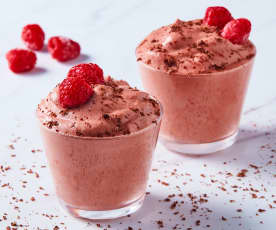 Mousse au chocolat et à la framboise