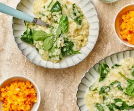 Menù: risotto agli spinaci con insalata di carote e mele