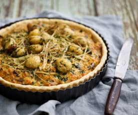 Tarte de cogumelos e castanhas 