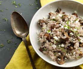 Risoto de vinho tinto e cogumelos