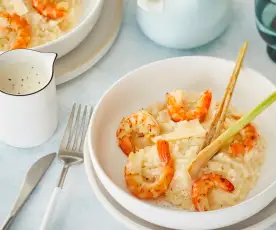 Risotto aux gambas, crème de galanga et citronnelle