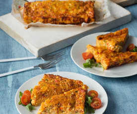 Pastel de verduras con huevo y queso