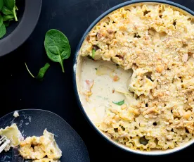 Rollitos de lasaña con espinacas y beicon