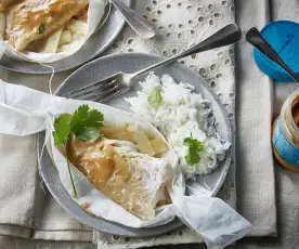 Papillote d'églefin sauce satay