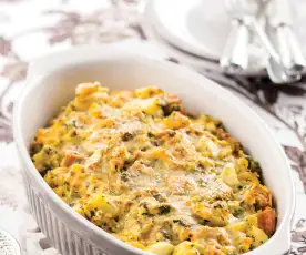 Gratinado de salmão e legumes