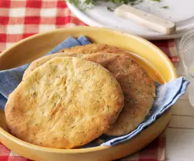 Pan plano de eneldo y queso feta