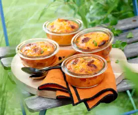 Clafoutis poivron, chorizo et fromage de chèvre