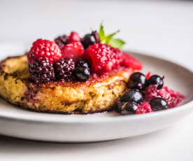 Pain Perdu à la confiture de poire, gingembre et mûres