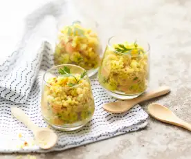 Verrines au tartare de saumon, moutarde douce et agrumes  