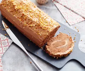 Bûche au chocolat, mousse au chocolat pralinée 