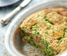 Clafoutis au jambon et aux petits pois 