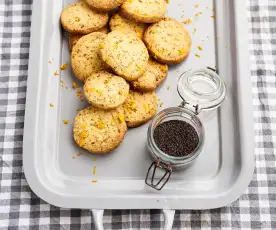 Bolachinhas de laranja com sementes de papoila