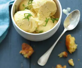 Menu petit prix - Glace à la pêche et au basilic