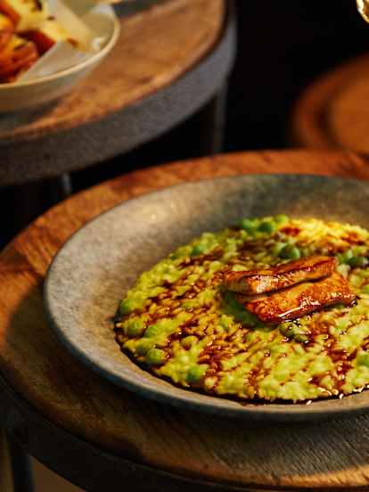 意式青豆泥烩饭配鹅肝