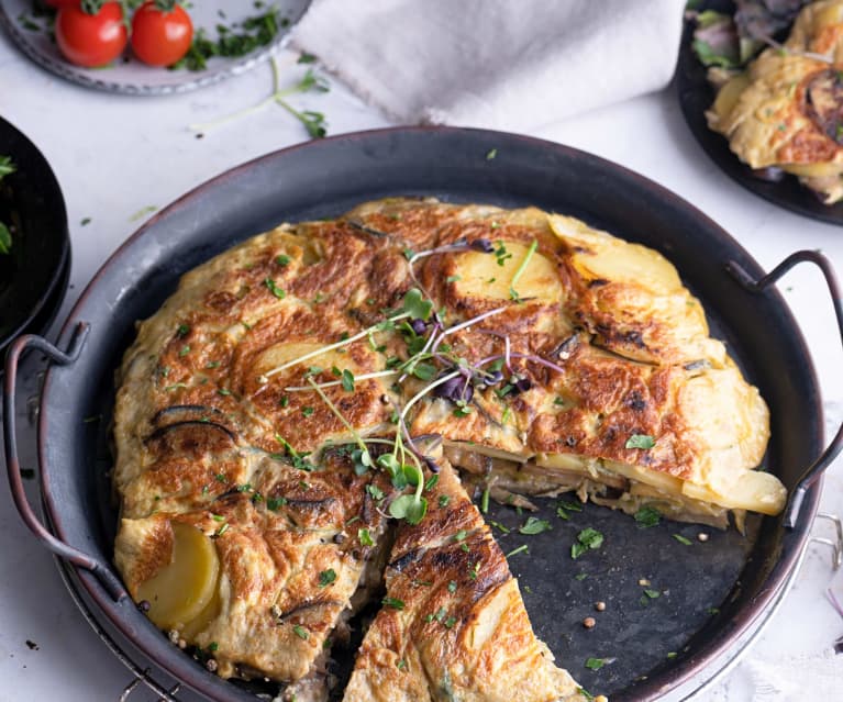 Tortilla de berenjenas y queso