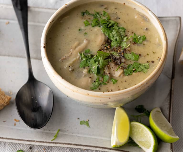 Sopa de arroz salvaje con setas