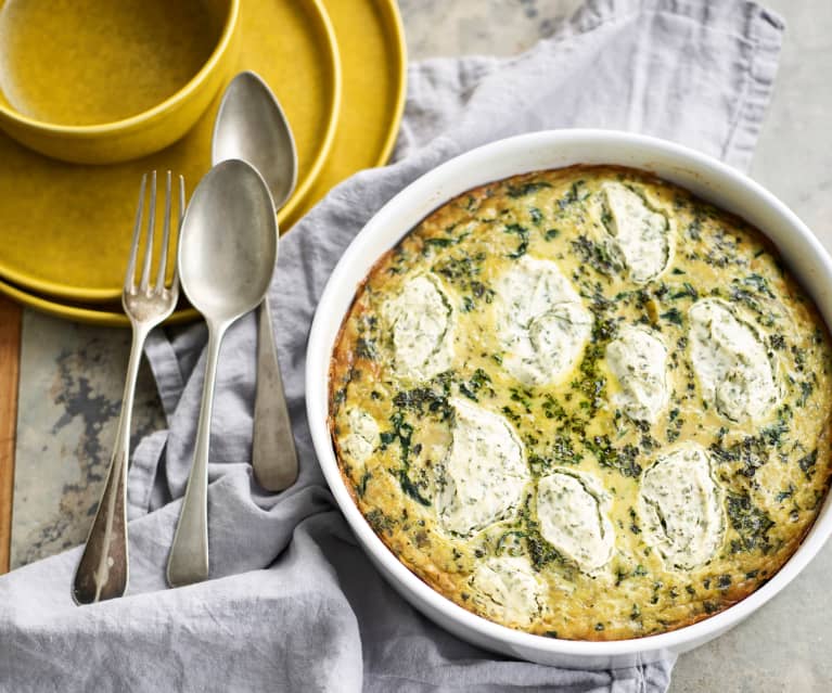 Fritata de bulgur, acelga e ervas aromáticas