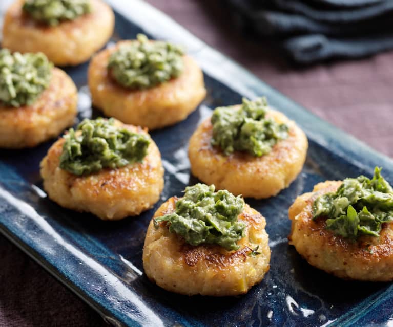 Mini Crab cakes with Cilantro Pesto