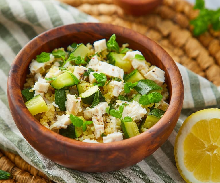 Bulgur profumato con pesce spada e zucchine (Modalità Cuoci riso)