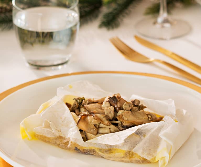 Boletus con foie en papillote