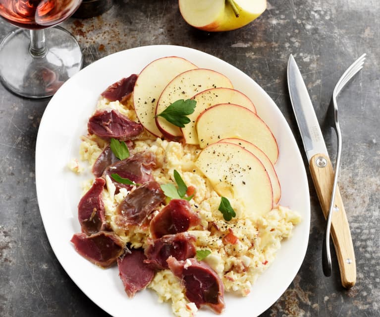 Céleri et pommes aux gésiers de canard