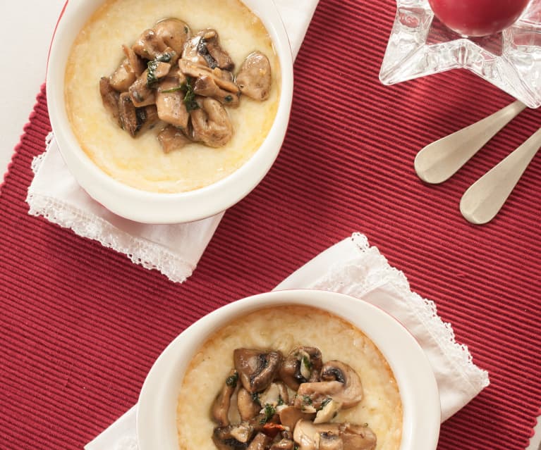 Queso provolone con salteado de setas para dos