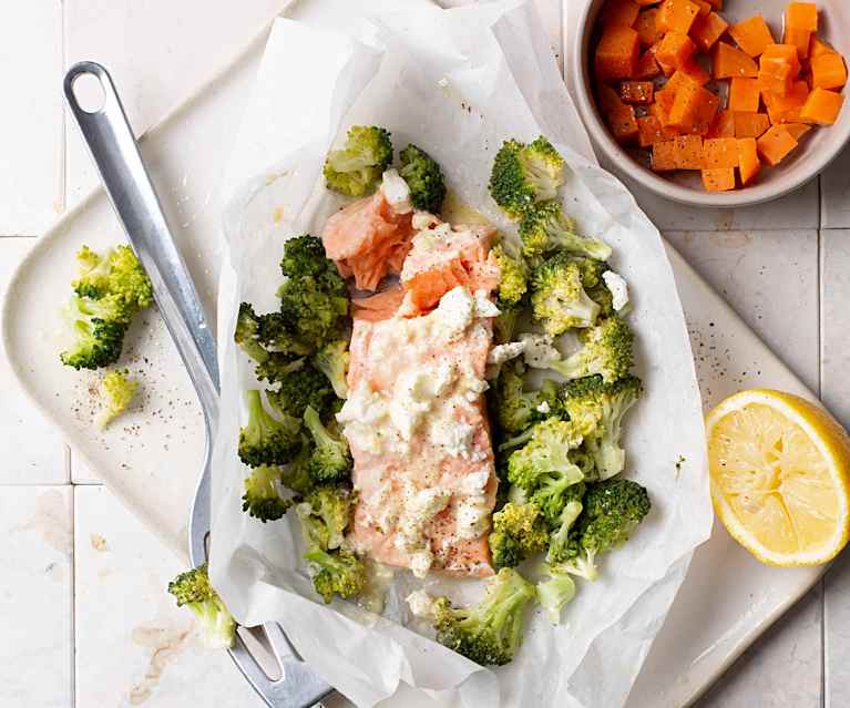 Saumon et brocolis, sauce miel-moutarde Saumon et brocolis, sauce miel-moutarde