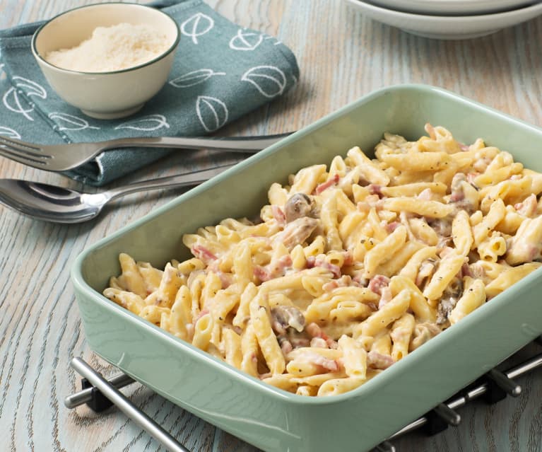 Macarrones carbonara con cerveza