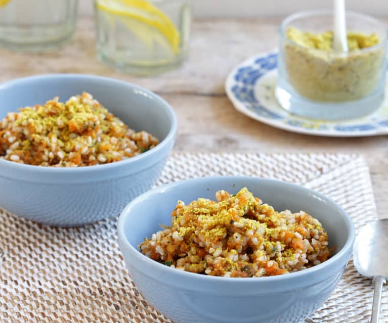 Arroz con emulsión de verduras